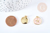 Round flower medallion pendant light pink enamel golden brass 18mm, enamelled brass pendant, nickel free, unit G8551 