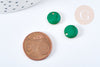 colgante de encanto redondo plano en esmalte verde de latón crudo de 10 mm, encantos de esmalte de latón para la creación de joyas, conjunto de 5 G8553 
