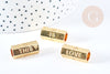 Talisman tube bead message THIS IS LOVE golden brass crystal 21mm, golden bead lucky jewelry, X1 G7673