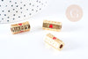 HAPPY golden message talisman tube bead red color 21mm, gold jewelry love bead, X1 G7671