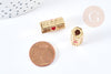 HAPPY golden message talisman tube bead red color 21mm, gold jewelry love bead, X1 G7671