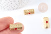 HAPPY golden message talisman tube bead red color 21mm, gold jewelry love bead, X1 G7671