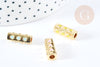 18K enameled gold pea tube bead 17mm, gold jewelry bead, X1 G8556