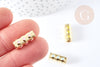 18K gold dot tube bead blue zircons 17mm, gold bead jewelry, X1 G8556