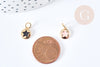 Round star pendant colored enamel 18K gold brass 10mm, gold metal pendant for jewelry creation, unit G8581 