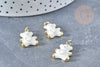 16K gold-plated brass teddy bear pendant, 18mm white resin, brass pendant, childhood jewel, X1 G8555