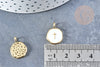 Medalla colgante cruz redonda esmalte blanco latón dorado 18mm, colgante latón esmaltado, sin níquel, unidad G8548 