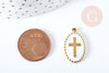Colgante medalla con cruz ovalada esmaltada en acero inoxidable 18K chapado en oro 304 23 mm, creación de joyería religiosa, X1 G8717 