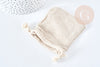 Ecru white cotton jewelry pouch 9x7cm, jewelry storage, gift pouch, jewelry packaging, X1 G8311 