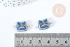 Conector de cabeza de gato de porcelana azul dorado colgante latón platino 20 mm, colgante para la fabricación de joyas, X1 G8496
