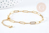 Rectangular mesh bracelet paper clip 304 stainless steel 14k gold 19cm, X1 G8715