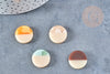 Flat round two-tone acrylic cabochon 19mm, cabochon for plastic jewelry creation, X1 G8679 