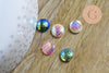 Cabochon rond écailles résine irisée multicolore 10mm, cabochon pour création bijoux, lot de 10 G7101-Gingerlily Perles