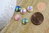Cabochon rond écailles résine irisée multicolore 10mm, cabochon pour création bijoux, lot de 10 G7101-Gingerlily Perles