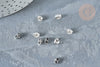 Cierres para Clavos acero plateado acero inoxidable 304 6mm, Pendientes, cierres de acero platino, X100 G8153