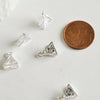 Pendentif triangle argenté cristal zircon, Pendentif triangle,pendentif argenté,pendentif cristal,création bijoux,11mm,lot de 4,G290