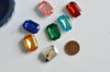 Cabochon plastique resine rectangulaire multicolore, fournitures créatives, cabochon plastique, création bijoux, strass couture,25mm-G657-Gingerlily Perles