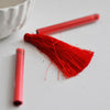 Pompon blanc cassé bleu roi rouge polyester,pompon décoration, pompon soie, création bijoux, accessoire,longueur 6.5cm-G451