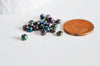 grosses perles rocaille noires irisées,fournitures pour bijoux, perles rocaille, arc-en-ciel, lot 10g, diamètre 4mm,G2899