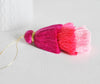 Pompon rose coton, fournitures créatives, décoration pompon, triple pompon, boucles pompon, longueur 6.5cm-G2110