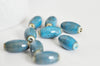 perles ovales porcelaine bleue,perles céramique, porcelaine émaillée,perle ovales, création bijoux, Lot de 5, 1.6cm-G1948