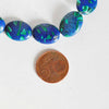 Perle resine ovale bleue, fournitures créatives,perle résine,perle turquoise, malachite synthétique, bijoux contemporains,fil 39 cm-G881