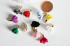 Pompon fleur suédé doré, fournitures créatives,pompon décoration, pompon bijoux,création bijoux, accessoire,longueur 17mm, lot de 5- G758