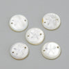 Pendentif rond nacre ancre argenté, pendentif ancre,coquillage blanc,coquillage naturel,création bijoux,16mm,2 trous-G1070