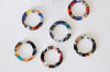 Pendentif cercle coloré acetate, fourniture bijoux,perle acétate, perle plastique,connecteur plastique,lot de 2-10,21.5mm-G2084