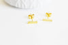 Boucles puces acier doré rectangle, bijoux doré, création bijoux, minimaliste,sans nickel,la paire, boucle acier,6mm - g212-Gingerlily Perles