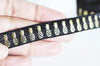 Ruban élastique noir or ananas EFJF, fabrication bijoux,bracelet EVJF,ruban mariage,fourniture créative, scrapbooking,16mm,1 mètre-G1580