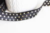 Ruban élastique noir et or pois, fabrication bijoux, bracelet EVJF,ruban mariage,fourniture créative,scrapbooking,16mm,1 mètre-G1759
