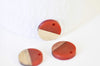 perle disque bois résine orange, bois naturel, perles bois géométrique,perle ronde,perle ronde bois création bijoux bois,18mm, les 5, G3403