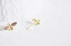 Boucles abeille doré laiton 18k tige argent 935,bijoux doré, créoles originales,oreille percée, la paire, boucle Dorée 18k, 14mm,G2500-Gingerlily Perles