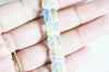 Perle carrée verre millefiori, perle verre,verre artisanal, perle bijou été,création bijoux 10mm, les 5 perles,G2614