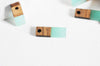 pendentif goutte bois résine rectangle bleu, bois naturel,perle bois, Perle géométrique,création bijoux bois,17mm,les 5, G2618