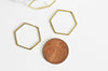 Connecteur hexagone laiton brut,connecteurs, laiton brut, pendentif géométriquecréation bijoux, lot de 10, 20mm,G2759