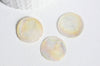 Pendentif rond nacre blanche irisé, pendentif coquillage, coquillage blanc, coquillage naturel,création bijoux, 25mm,lot 10 G3010