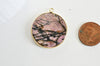 Pendentif rond rhodonite,pendentif bijoux,pendentif pierre, rhodonite Naturelle,pendentif rhonodite,35mm, l'unité,G2815