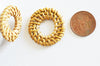 Pendentif rond osier tressé naturel, perle bois,perle osier, création bijoux, Perles géométriques,28-34mm, lot de 2,G2951