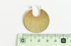 Pendentifrond strié laiton brut 2 anneaux, une médaille ronde dorée sans nickel en laiton brut,32x35mm,lot de 2, G3181