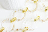 Grosse Chaine ronde écaille acrylique et aluminium doré acétate, création bijoux,chaine plastique,35mm, le mètre, G5065