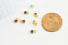 Pendentif rond doré 24 carats cristal multicolore,pendentif cristal, pendentif doré cristal, création bijoux,6.5mm, les 10,G3323