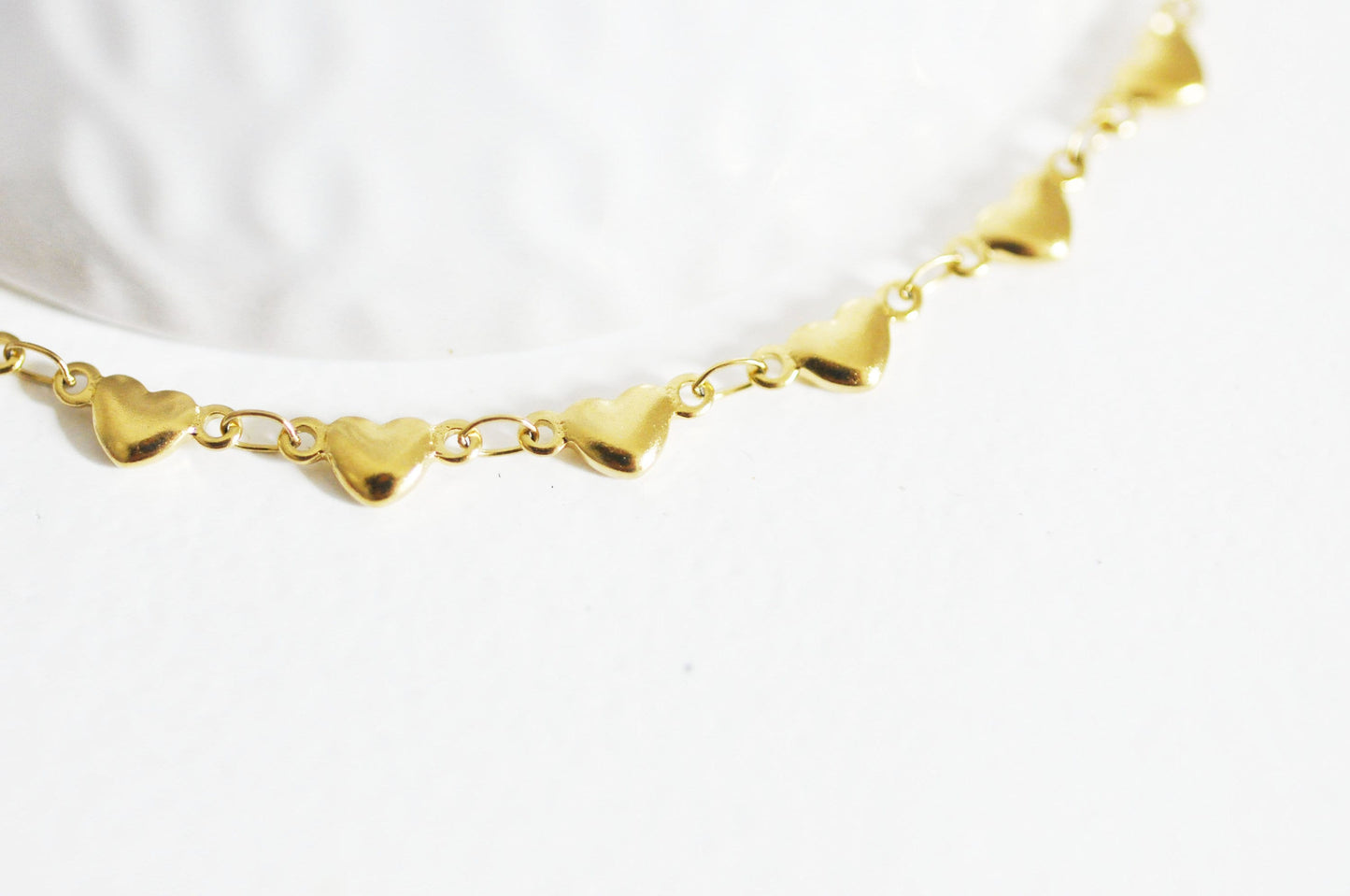 Bracelet acier dorée 14k cœur,un bracelet fantaisie sans nickel en acier inoxydable doré,2mm,21cm, l'unité G5343-Gingerlily Perles