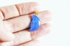 Pendentif lune agate bleue support doré, pendentif pierre agate naturelle bleue,création bijoux en pierre naturelle, 23mm, l'unité,G3200