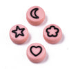 perle ronde étoile nuage coeur lune plastique rose,perle plastique ronde lettre,création bijoux été, lot de 10 grammes,G3284