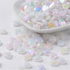 Perle coeur plastique blanc irisé,pendentif acrylique,perle,création bijoux plastique coloré, 8mm, lot de 30 (5.7gr)G3490