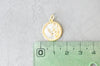 Pendentif médaille ronde Vierge nacre laiton doré 18K zircons,pendentif doré astrologique création bijoux sans nickel,17.5mm, l'unité G3481