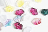 Pendentif verre multicolore feuille gingko,pendentif verre pour création bijoux, 15x20mm,lot de 10,G3388