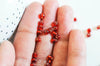 grosses perles rocaille rouge transparente argent,fournitures pour bijoux, perles rocaille rouge,lot 10g, diamètre 4mm G3734
